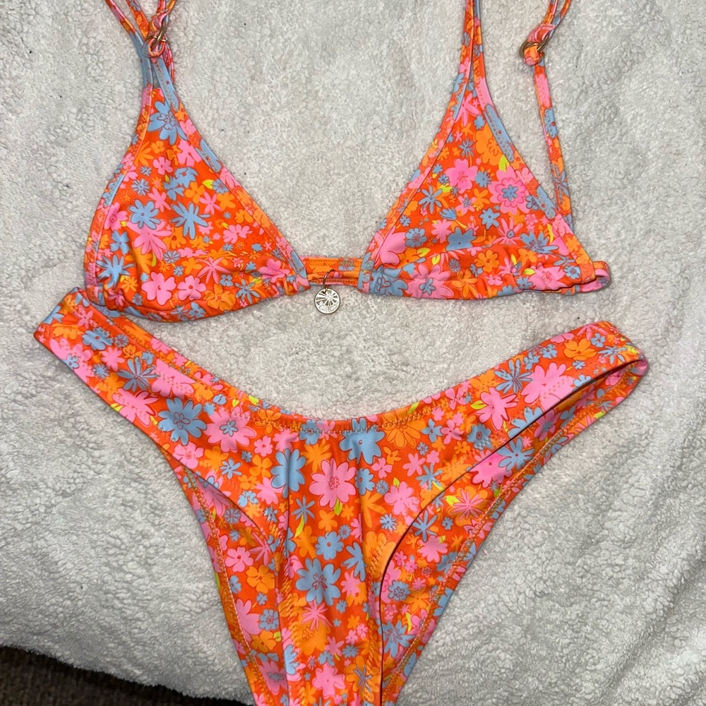 Kulani Kinis Floral Bikini Set - Orange and Pink